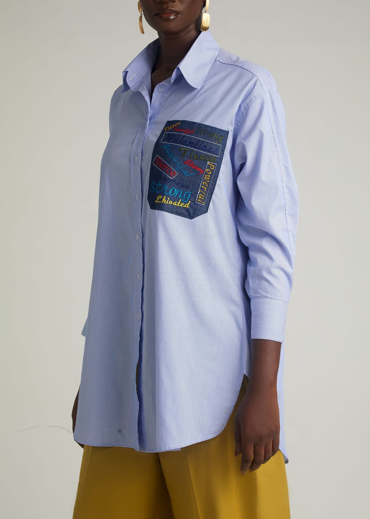 Ehi Woman Shirt Blue / 8 Ehi Oversized Shirt with Affirmation Pocket