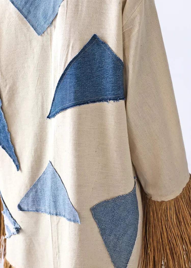 Eki Kere Dress Raffia Doll Patch Blue Jean