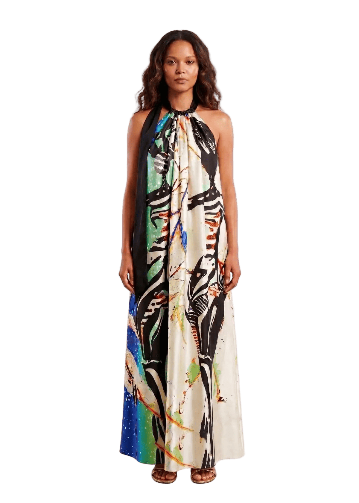 Eki Silk Dresses One size / Green Maxi Emerald Ankle Lenght: 100% Mulberry Silk African Print Dress