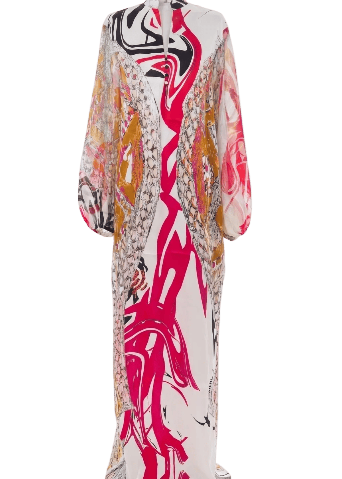 Eki Silk Dresses Red / 12 100% Mulberry Silk Wrap Tie Floor Length Dress: Heritage Print Maxi
