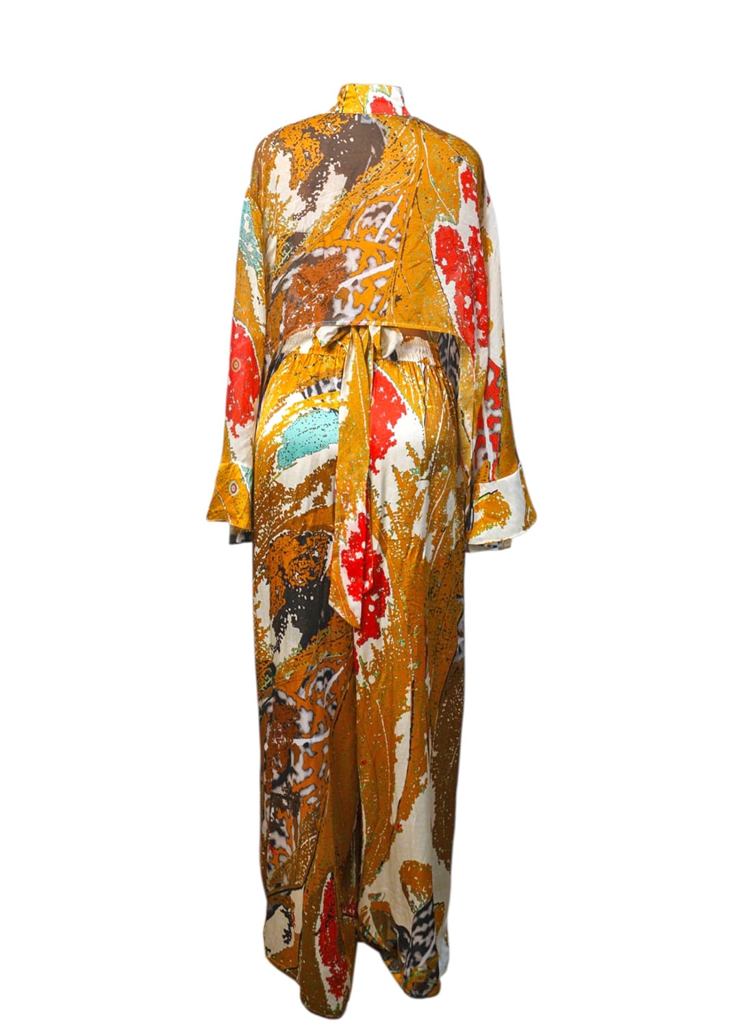Eki Silk Trousers & Jeans 100% Mulberry Silk African Print Luxury Two-Piece Pant set