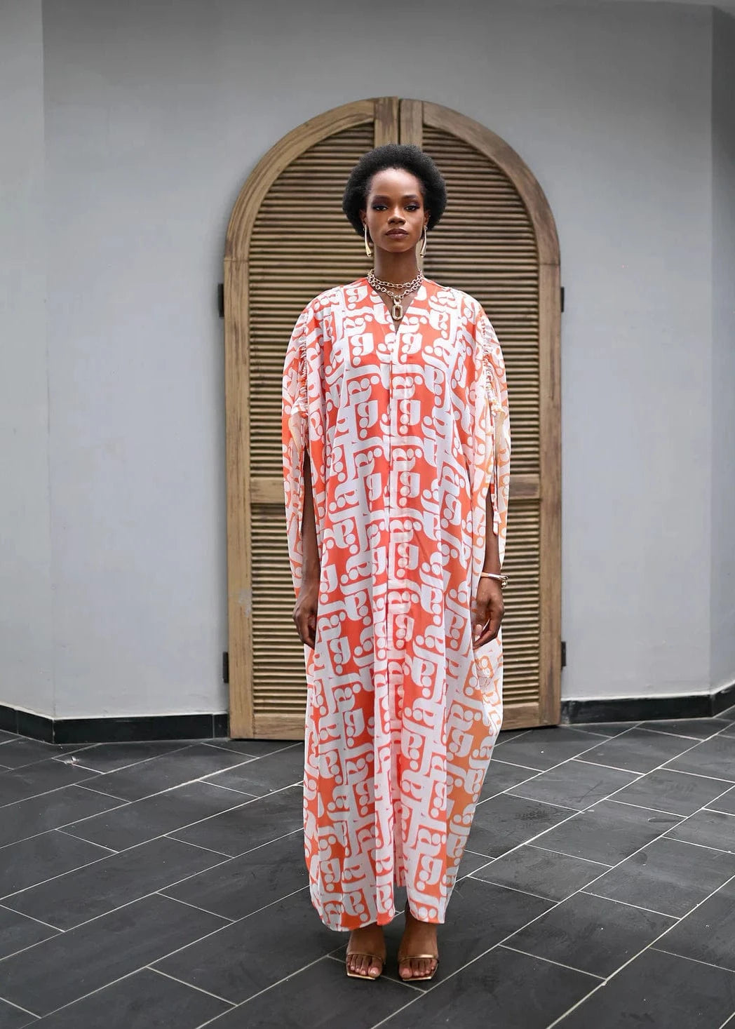 Flaunt Archive Bubu Orange Print / One size Mila Gradient Coral Kaftan
