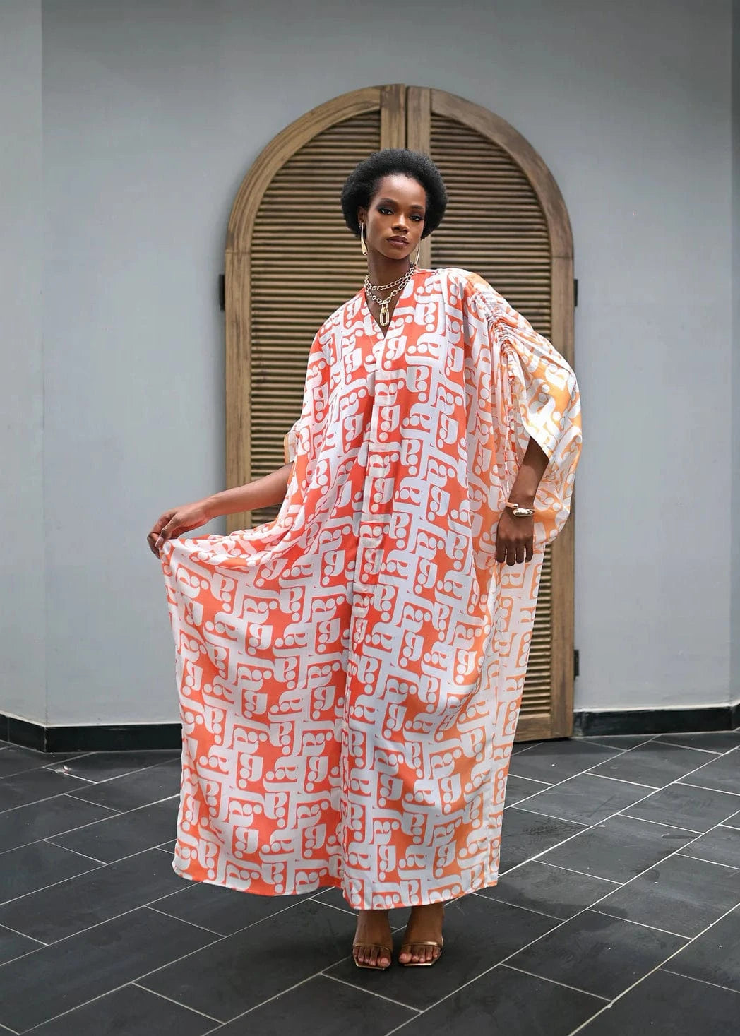 Flaunt Archive Bubu Orange Print / One size Mila Gradient Coral Kaftan