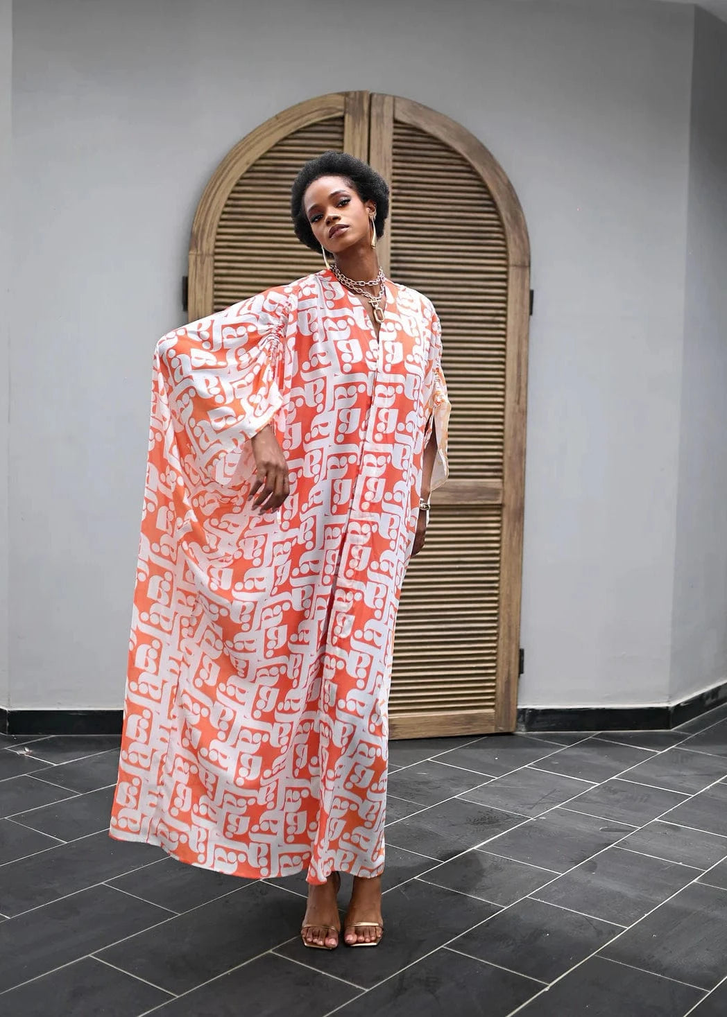 Flaunt Archive Bubu Orange Print / One size Mila Gradient Coral Kaftan