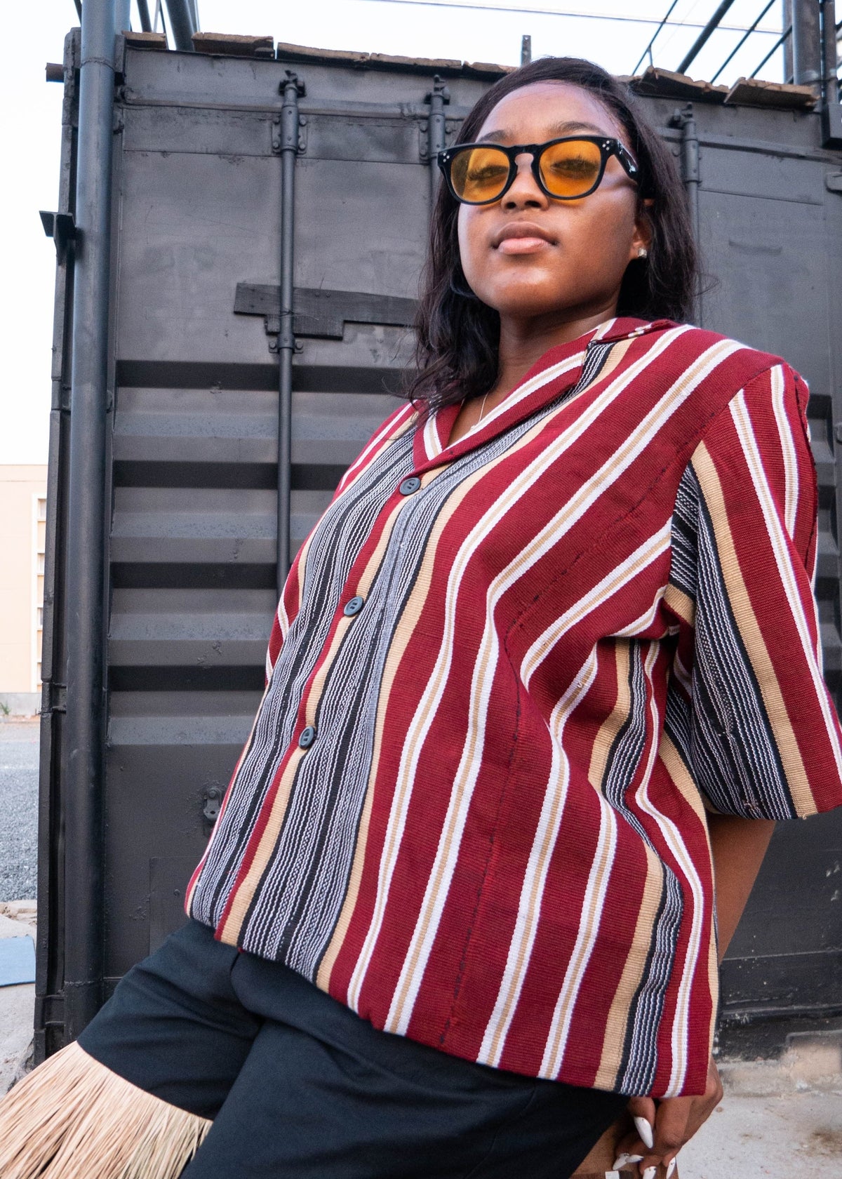 Oriki Aso Oke Jacket - Blue, Red - Cotton - Jackets - African Fashion by Gozi Fego