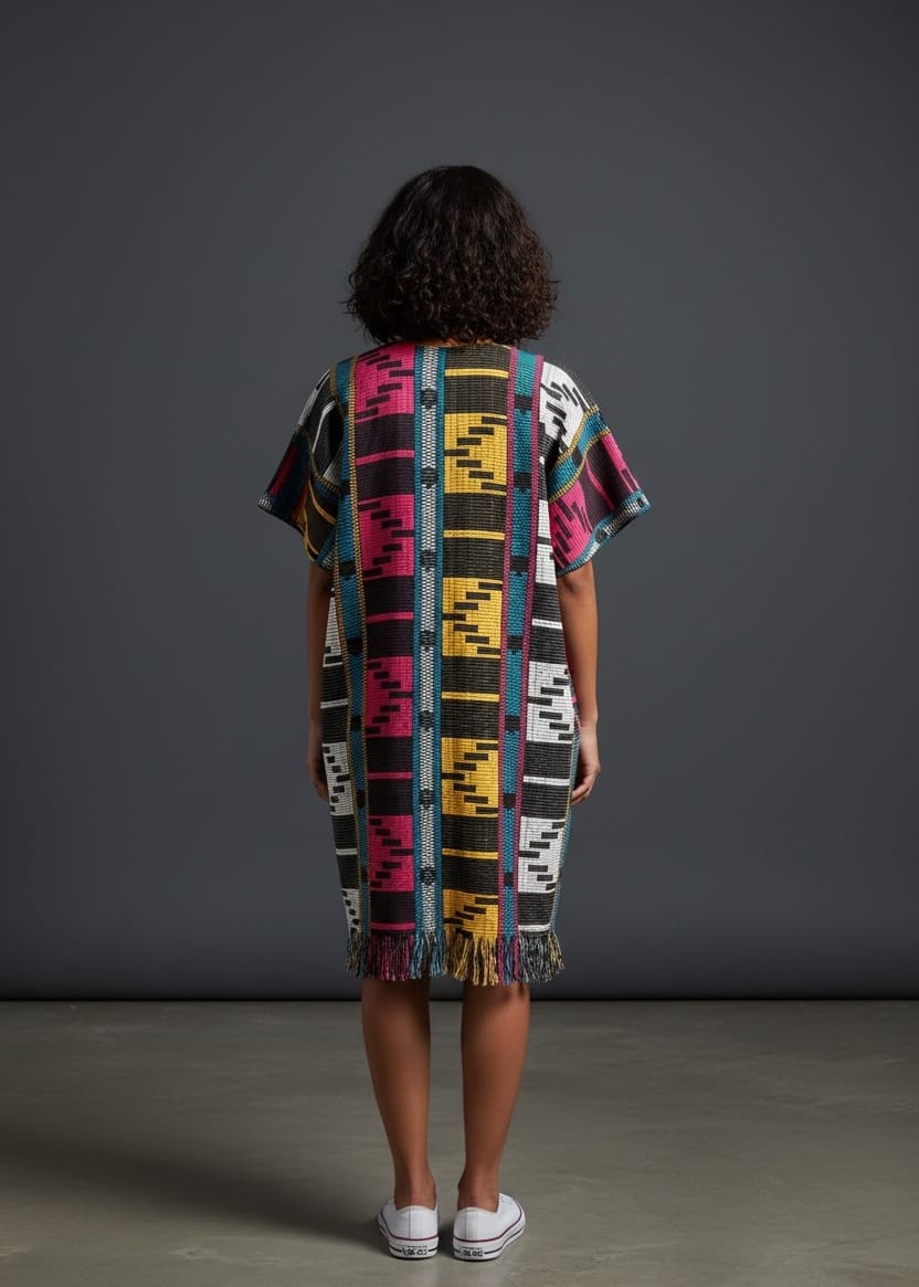 Joyin Afrochic Bubus & Kaftans Multicolour Akwete Cotton Midi Kaftan