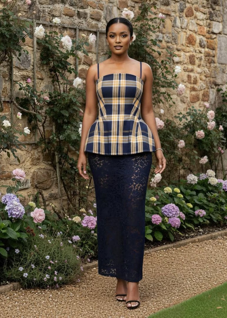 KÀAYA Tops Analise Structured Aso Oke Corset Top