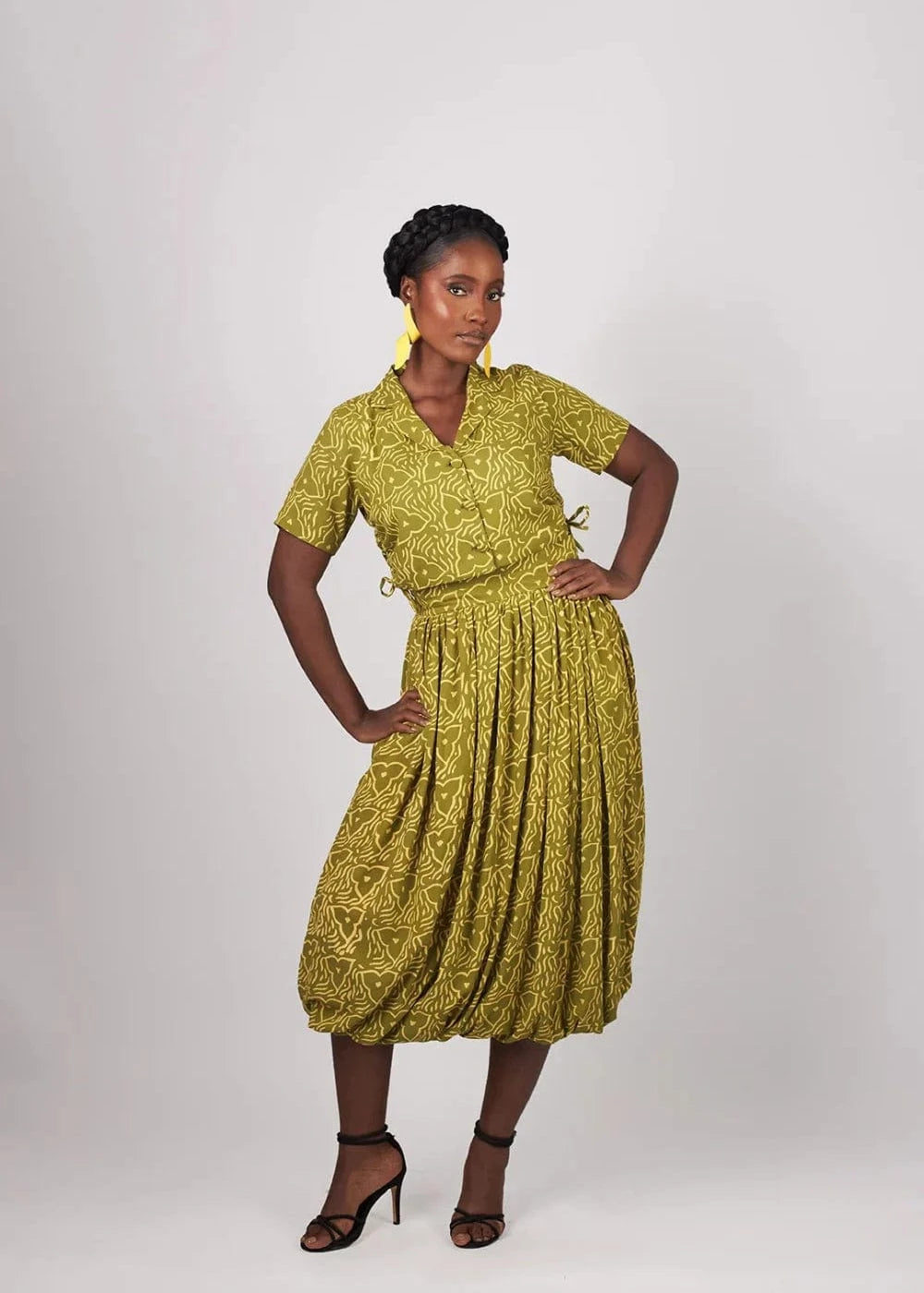 Kwelaku Co-Ord Set Zina Handblock Bubble Skirt Set