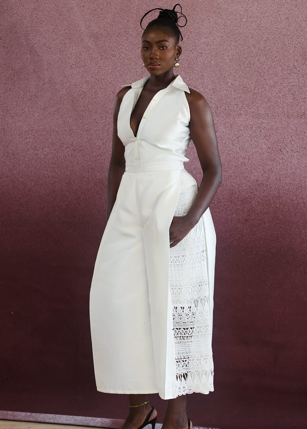Kwelaku Pants Off White / 8 Nkwo Asymmetric Culottes