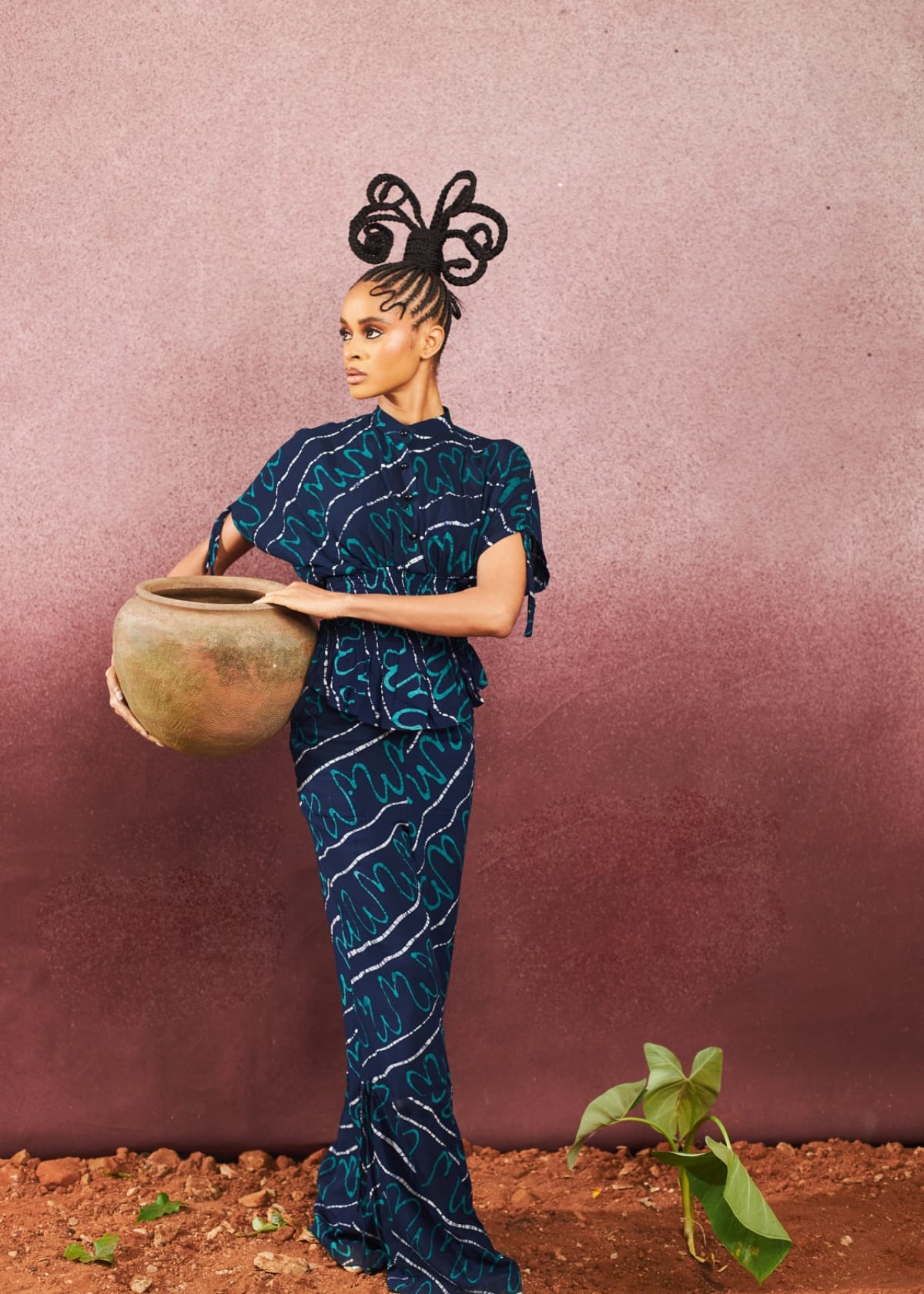 Kwelaku Shirts & Blouses Teal Abstract Smocked Blouse