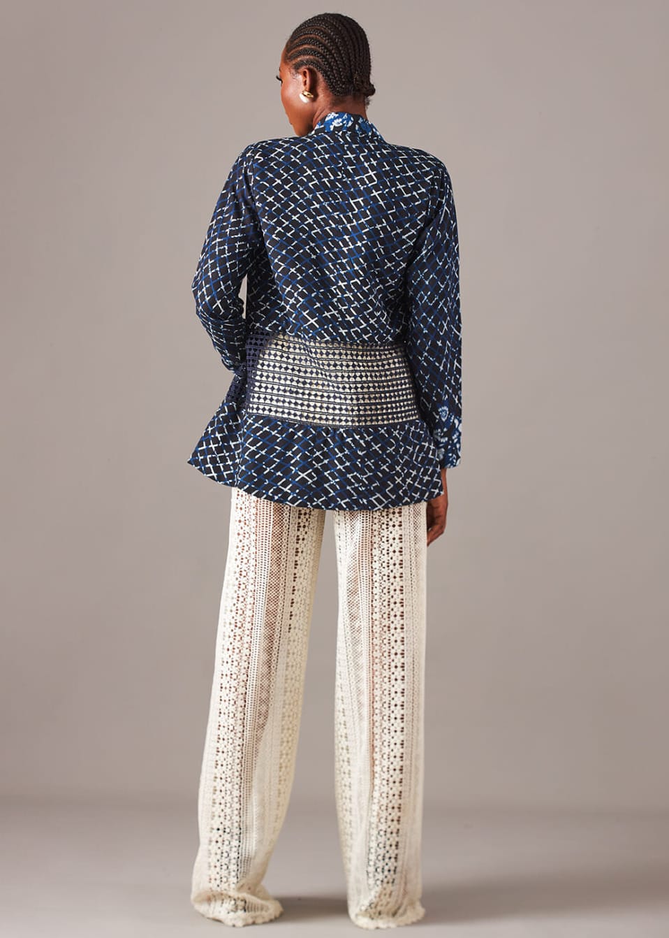 Kwelaku Suits & Blazers Hybrid Abstract Blazer With Lace