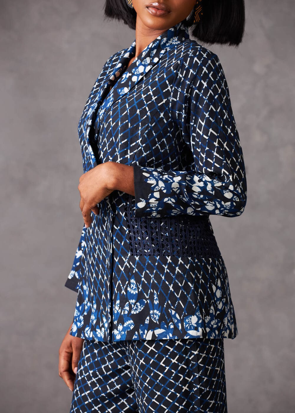 Kwelaku Suits & Blazers Hybrid Abstract Blazer With Lace