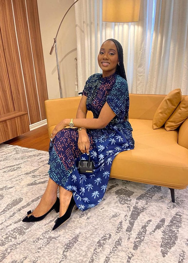 Kwelaku Women's Dress Indigo Multi Asymmetric Midi Dress