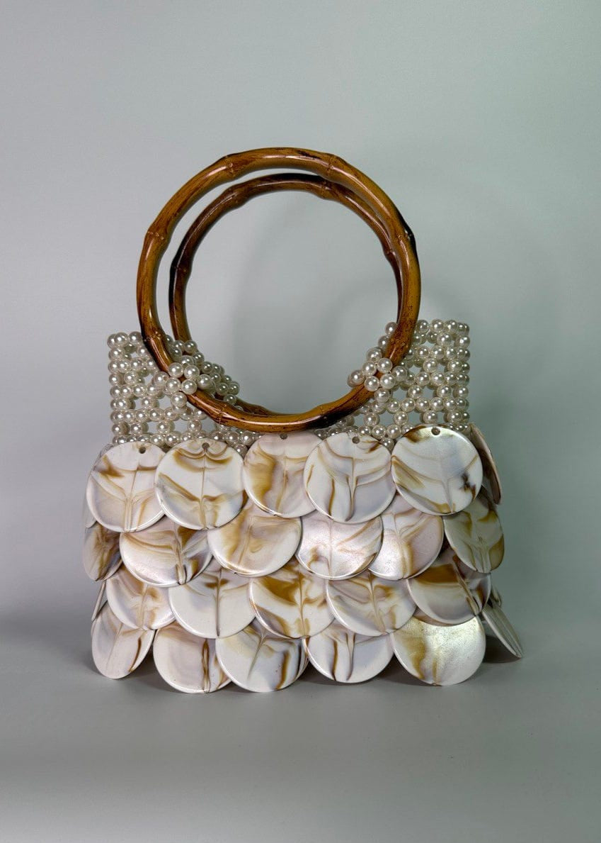 Lola Signatures Bags Cream Shakara Beaded Bag