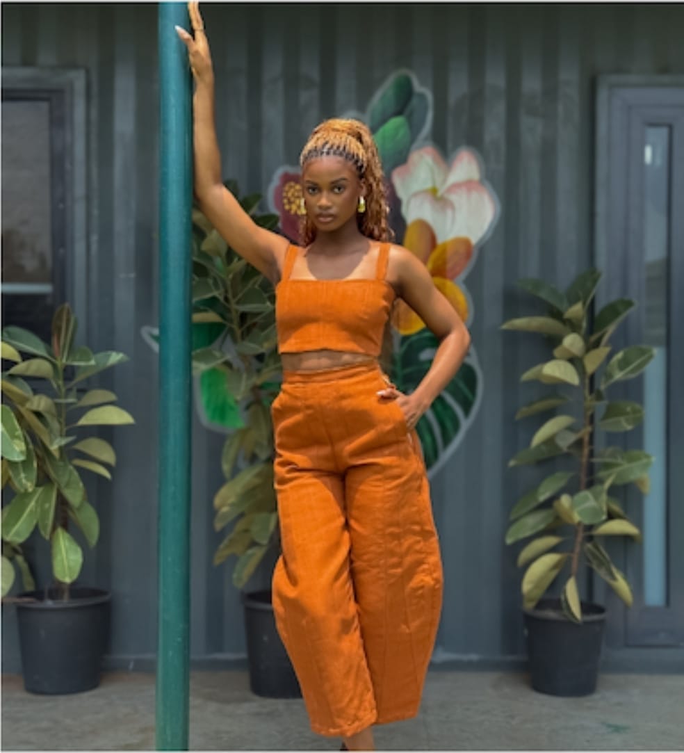 M.O.T Co-Ord Set Orange / 6 Reni Aso Oke 3 pcs Set