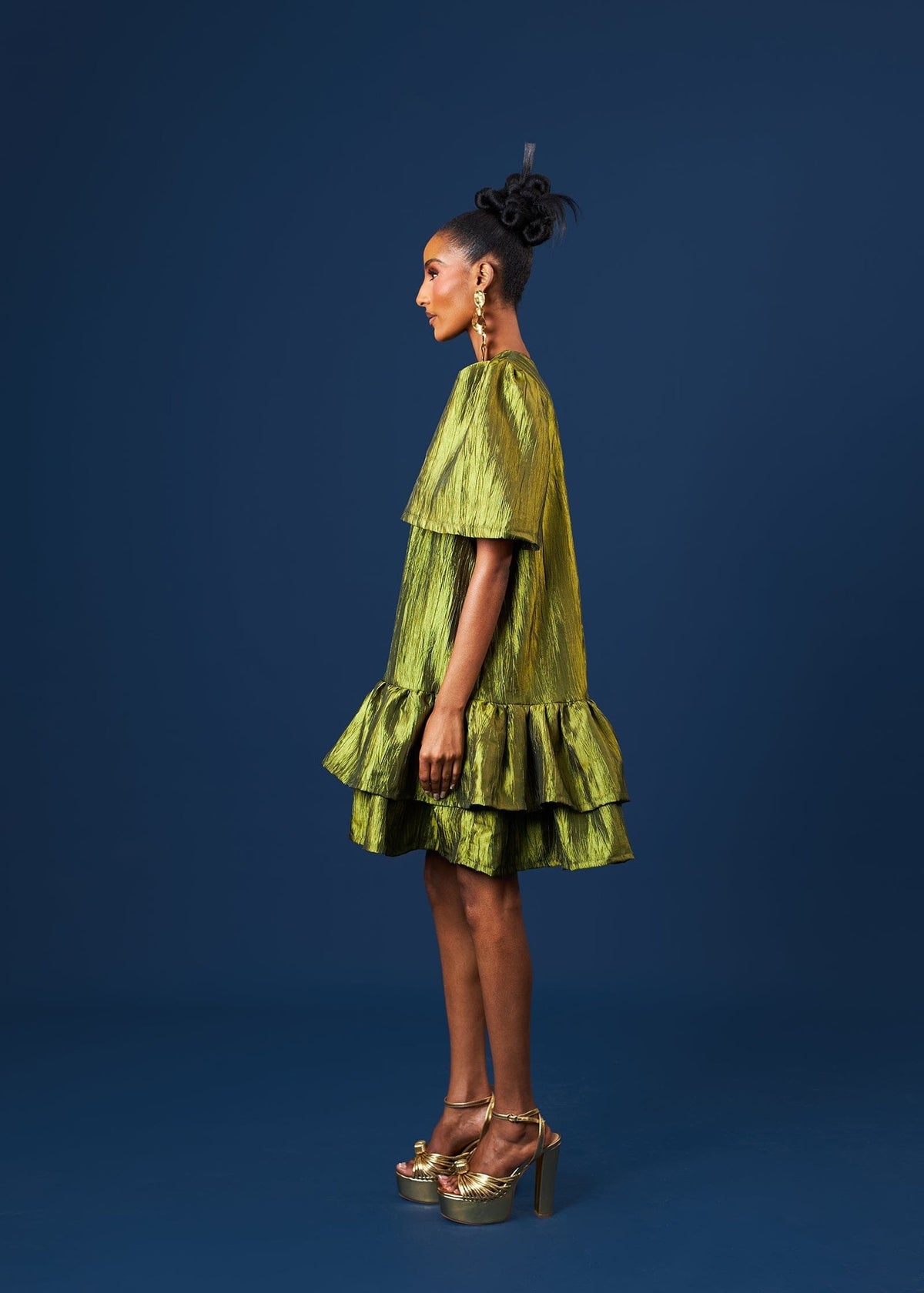 Amarachi Dress - Burgundry, Olive Green - Silk - African Fashion by M.O.T