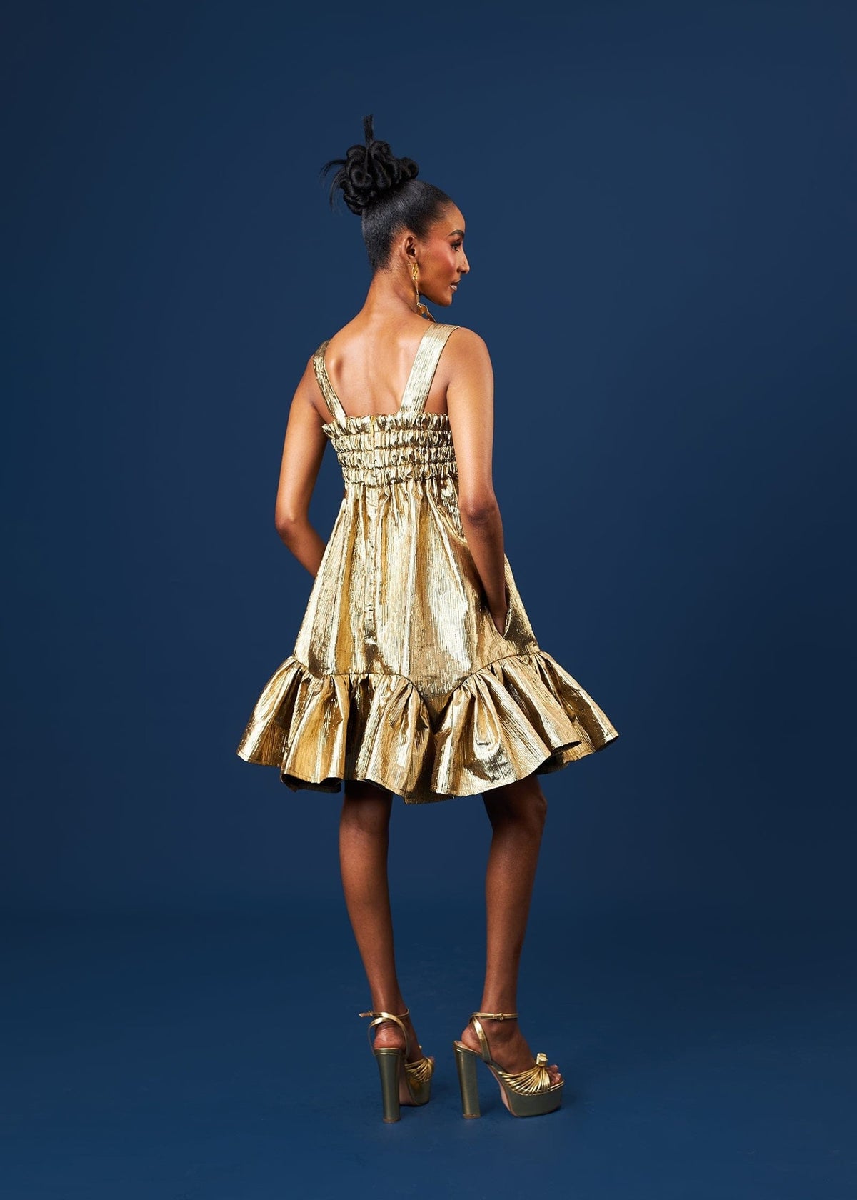 Dunsin Gold Dress - Brocade - African Fashion by M.O.T