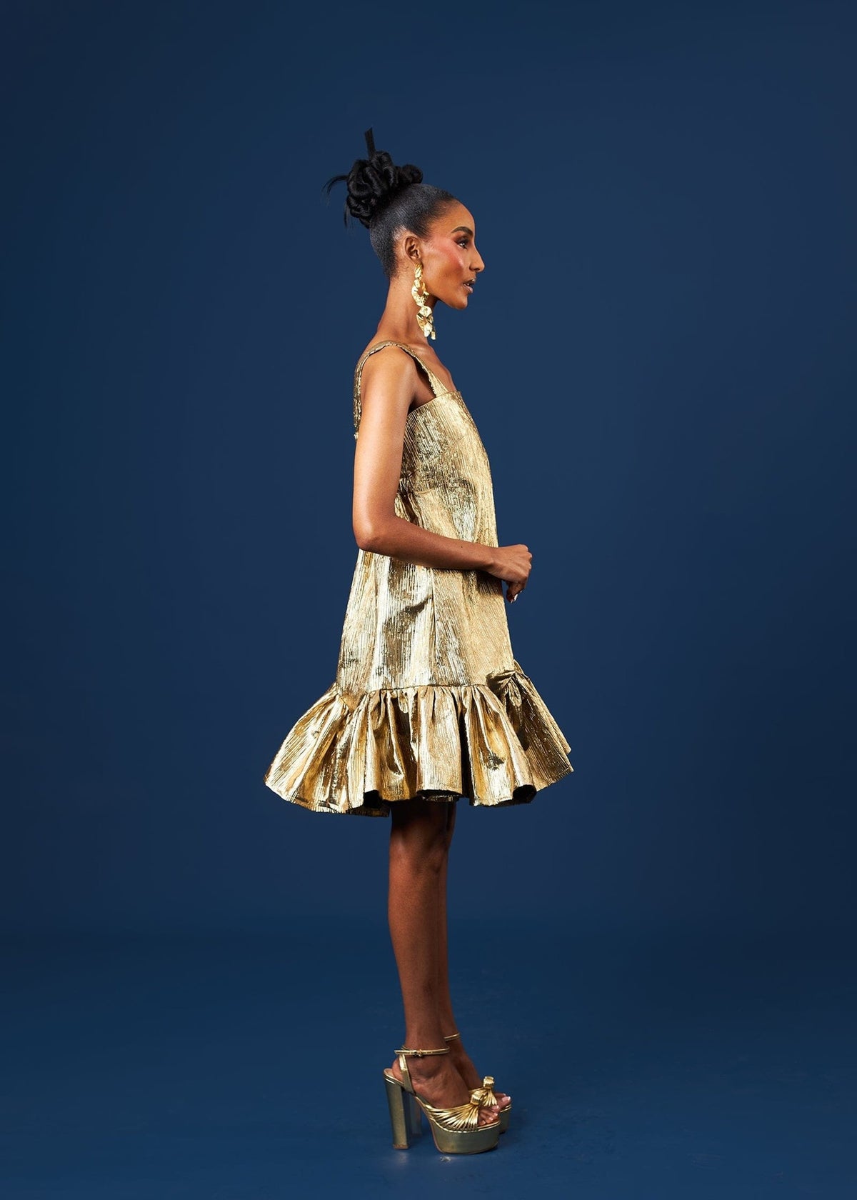 Dunsin Gold Dress - Brocade - African Fashion by M.O.T