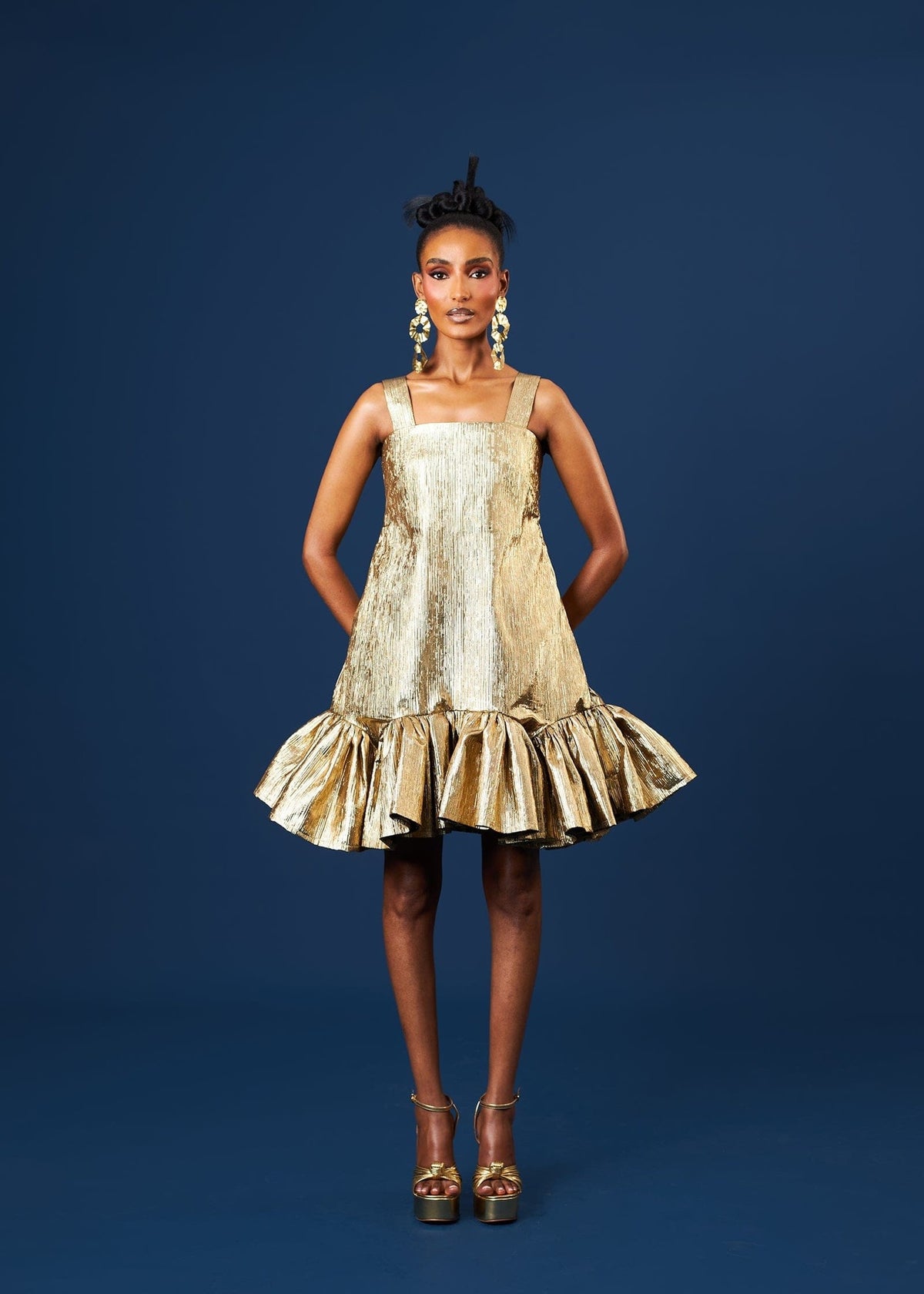 Dunsin Gold Dress - Brocade - African Fashion by M.O.T