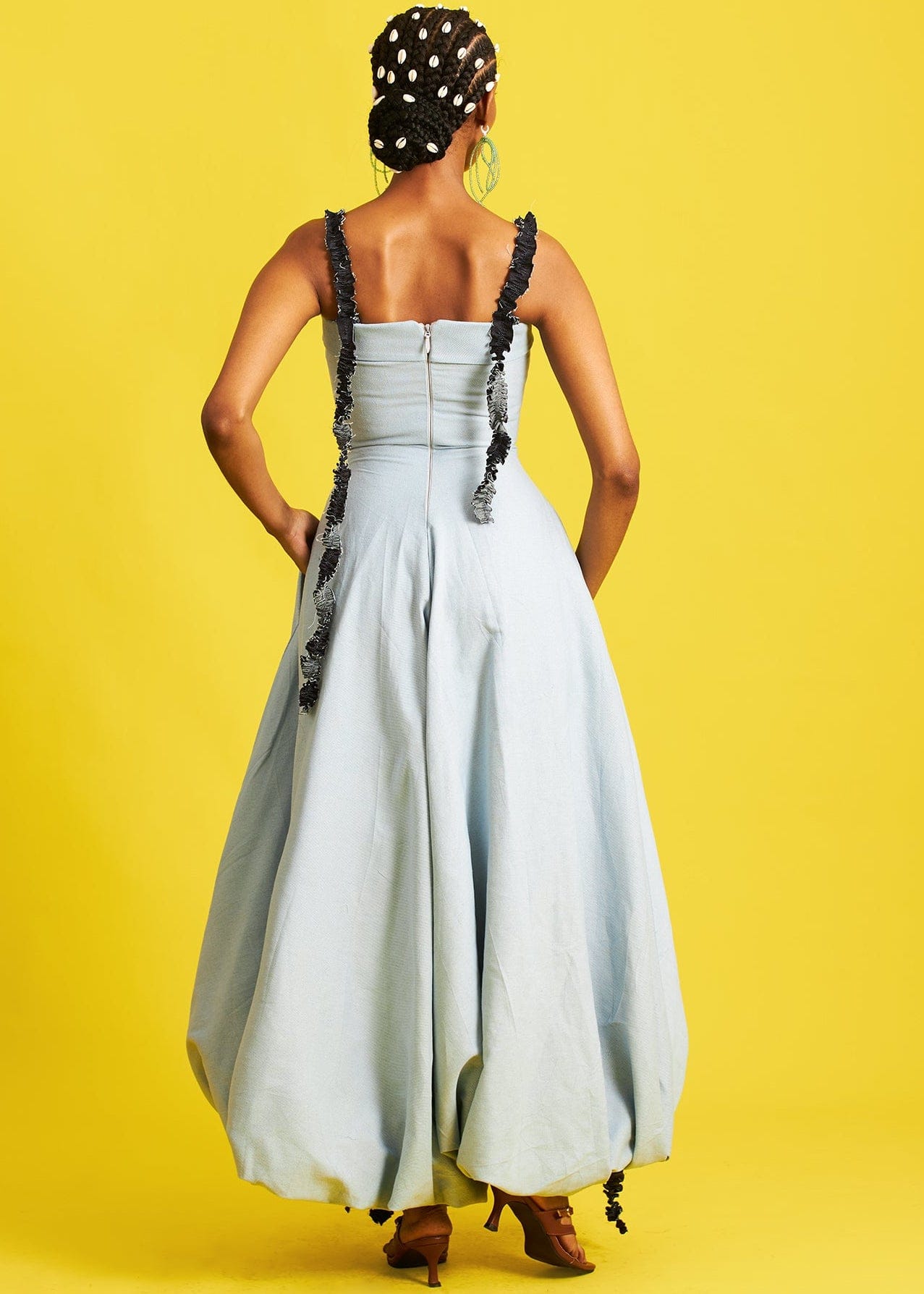 Turai Denim Jumpsuit - Dark Blue, Blue Wash - African Fashion by M.O.T
