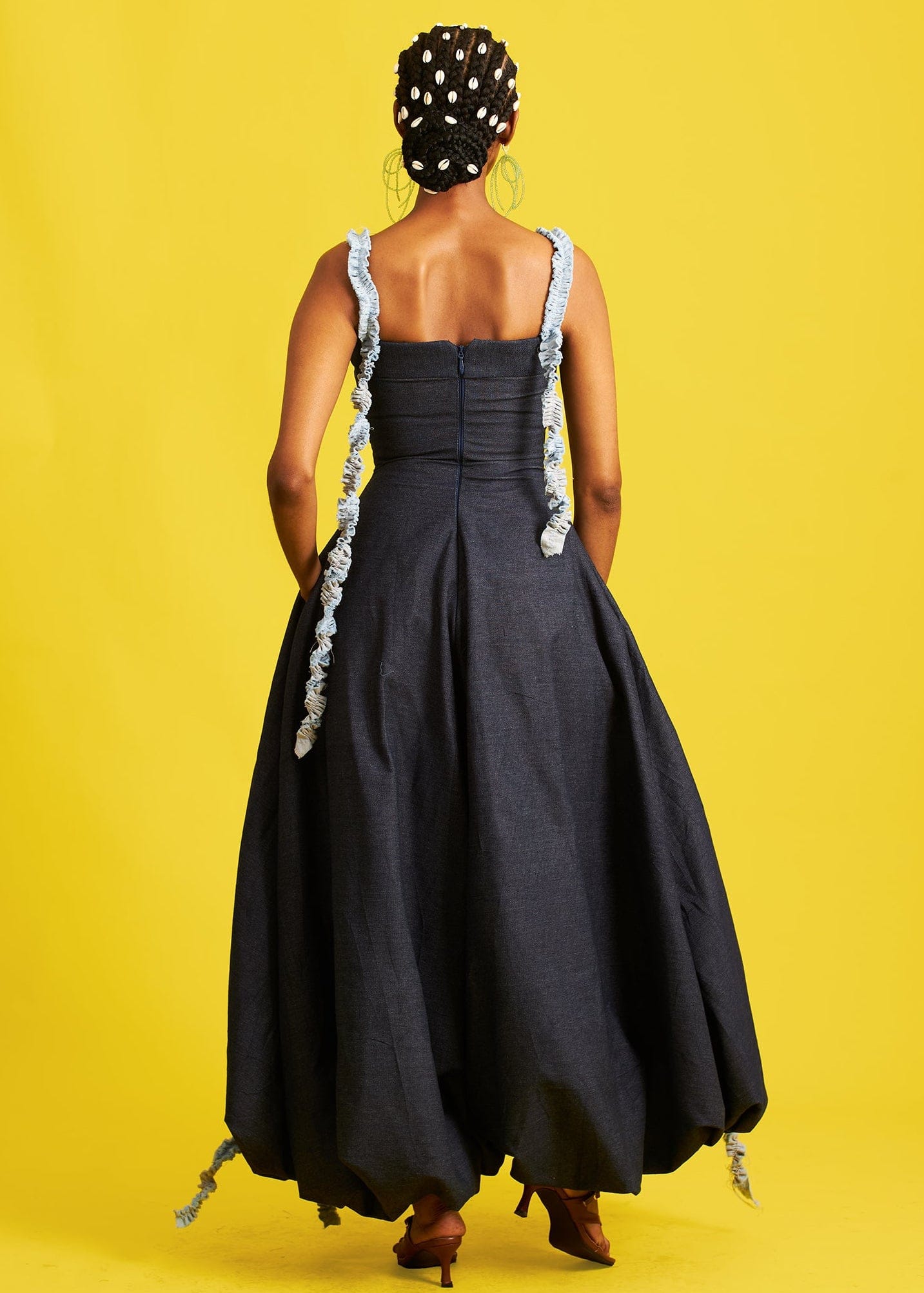 Turai Denim Jumpsuit - Dark Blue, Blue Wash - African Fashion by M.O.T