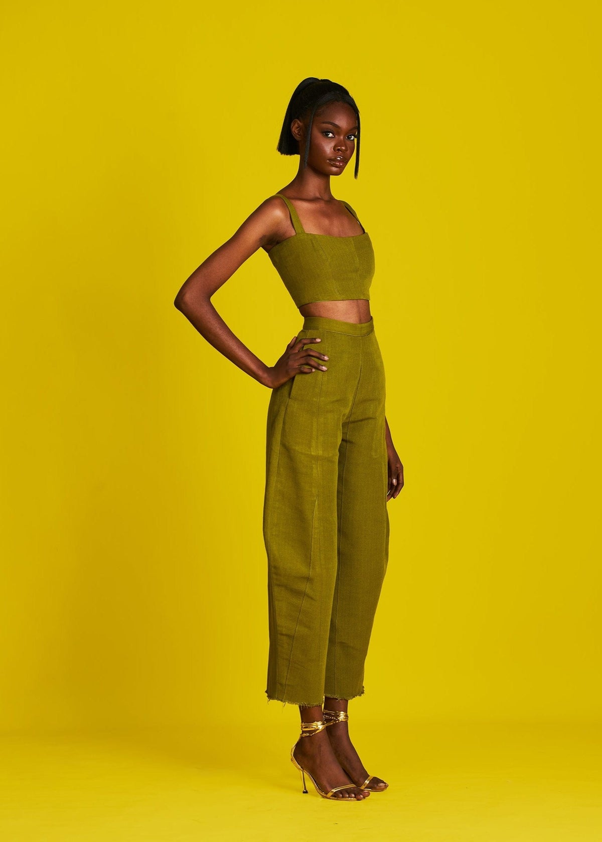 Reni Bralette Top - Green, Navy, Orange, Sky Blue, Dark Blue - Aso Oke - Tops - African Fashion by M.O.T