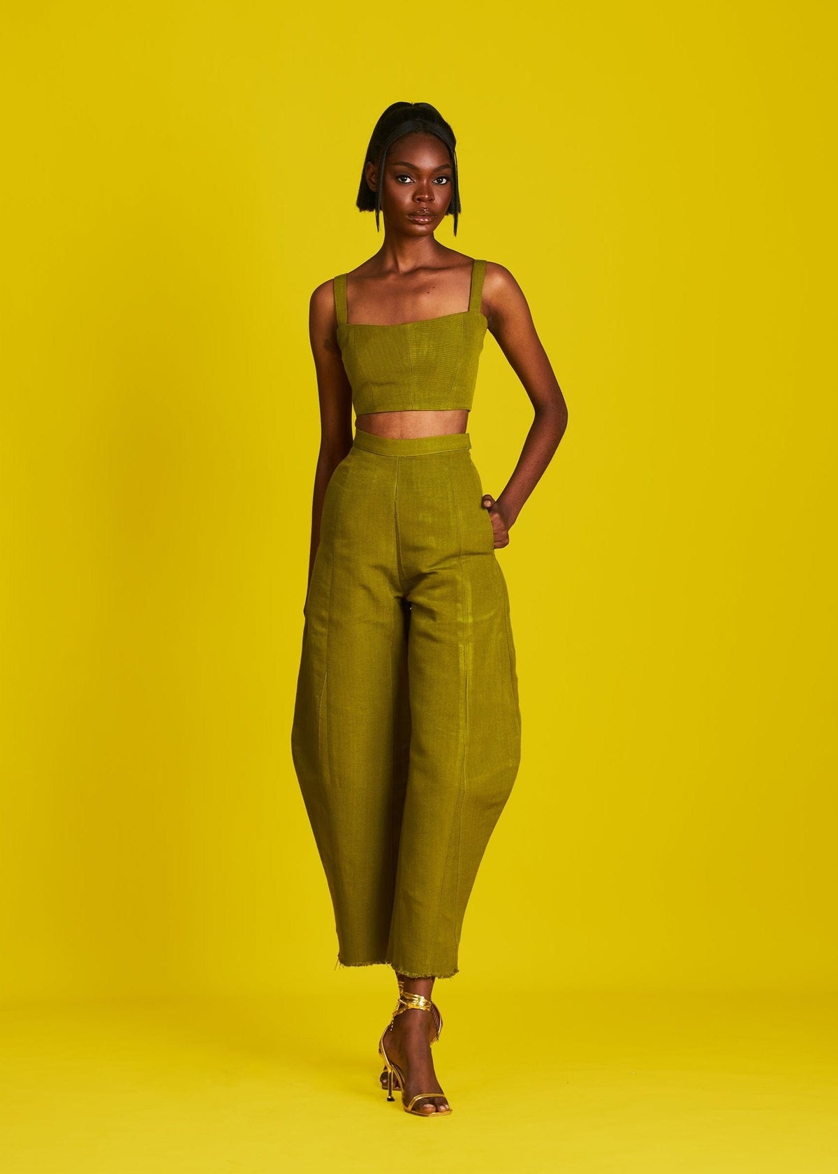 Reni Bralette Top - Green, Navy, Orange, Sky Blue, Dark Blue - Aso Oke - Tops - African Fashion by M.O.T
