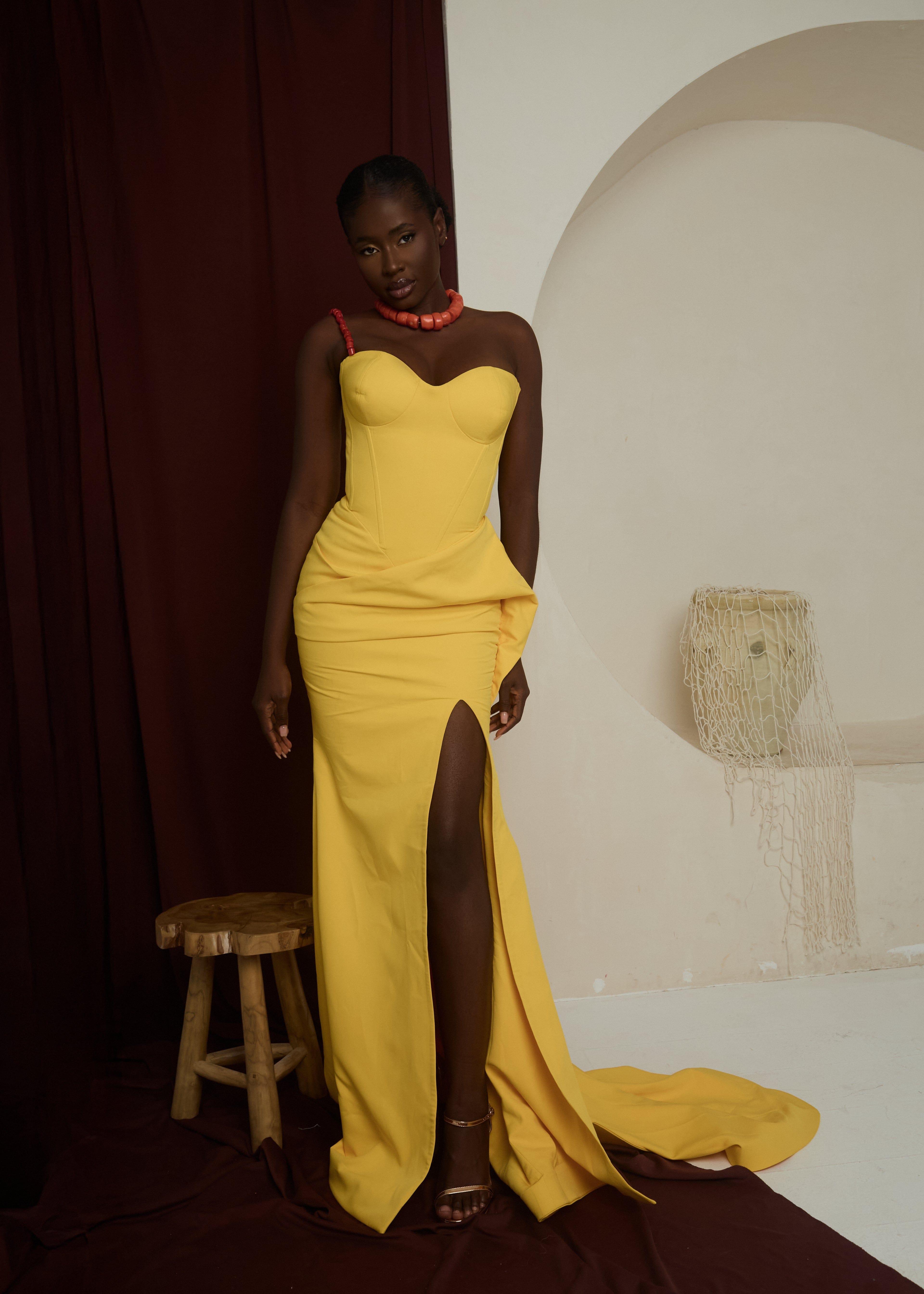 Motunrayo Dress Embrace Gown – Draped Sweetheart Corset