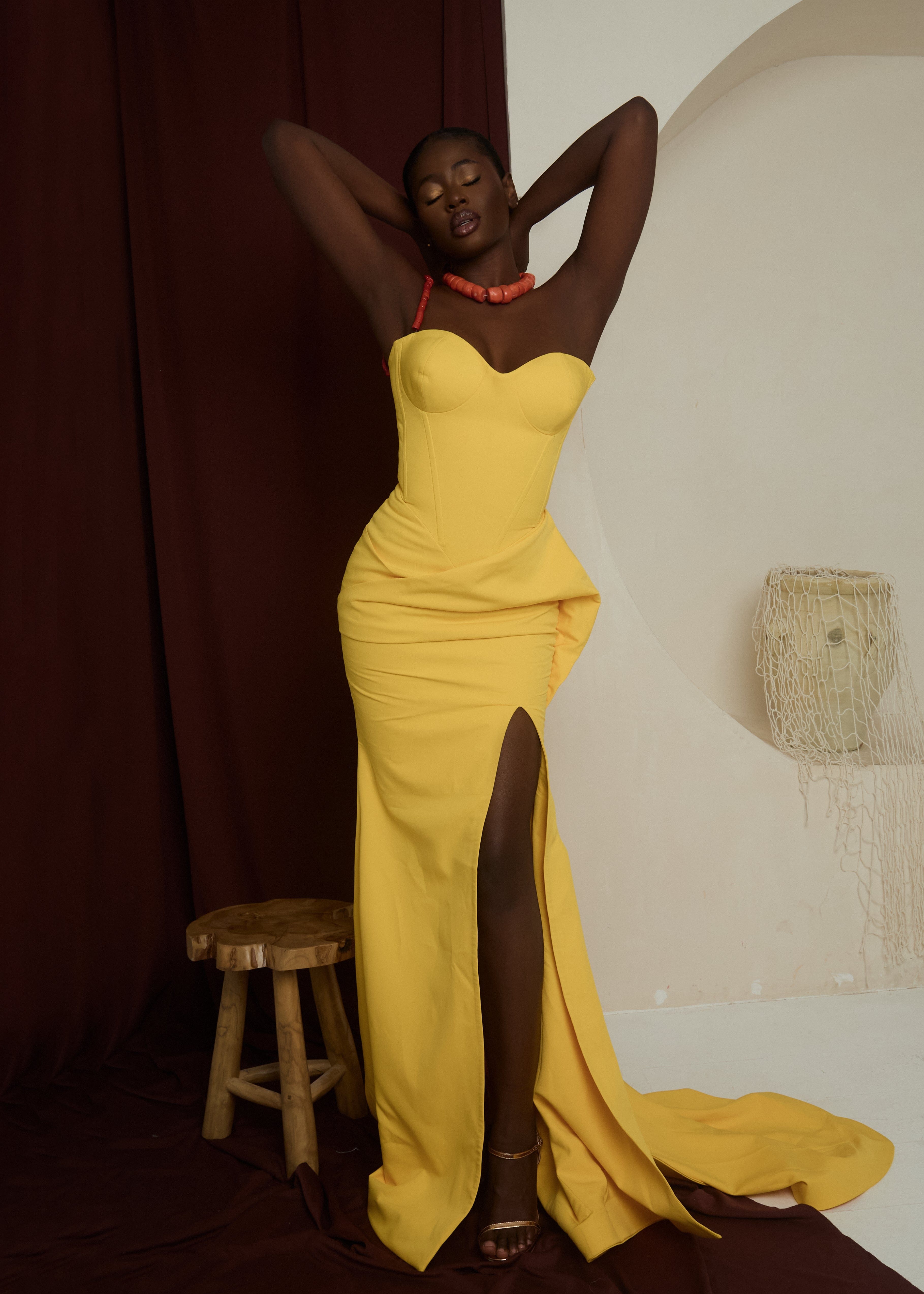 Motunrayo Dress Embrace Gown – Draped Sweetheart Corset