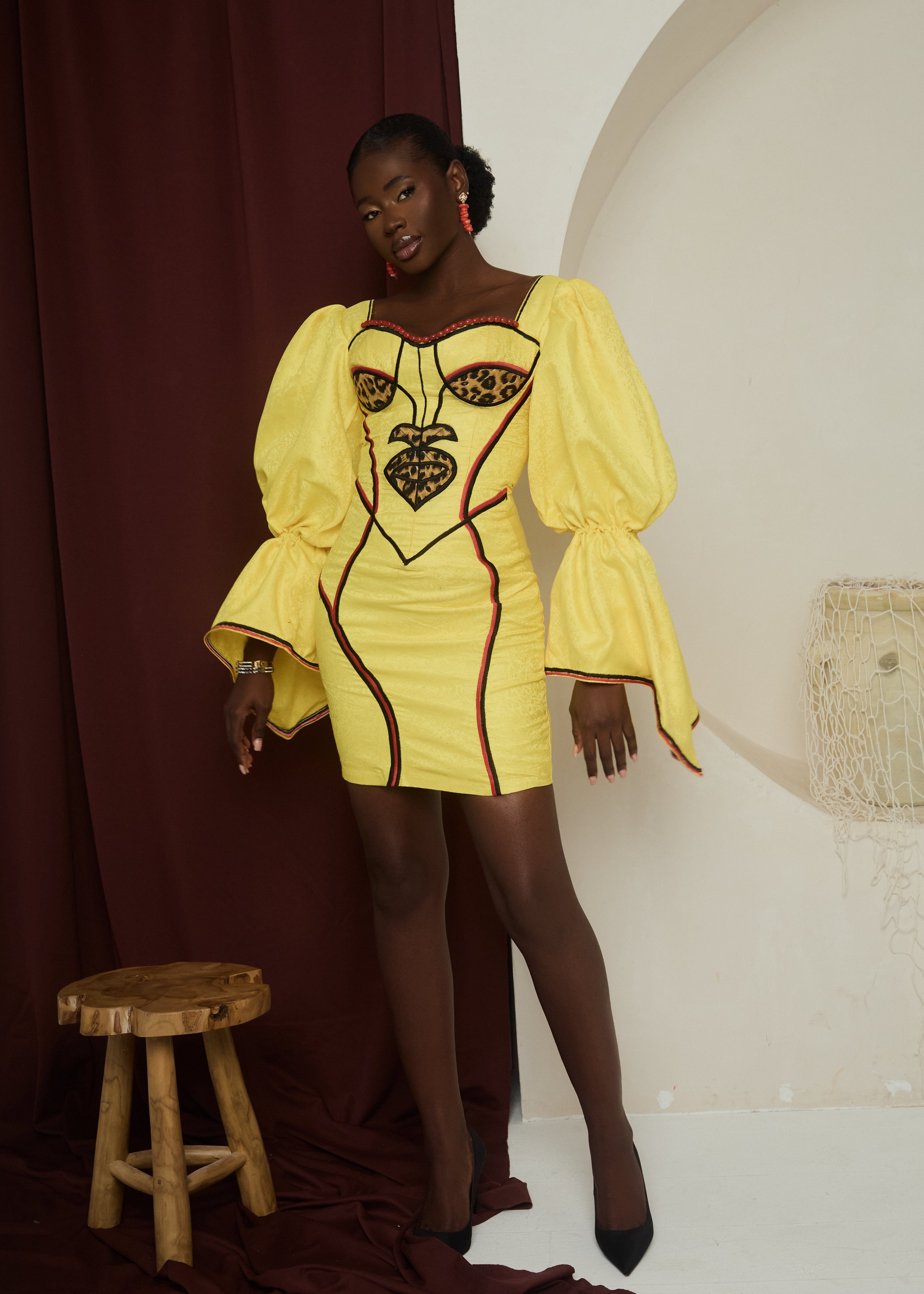 Motunrayo Dress Yellow / 8 Masquerade Mini Dress