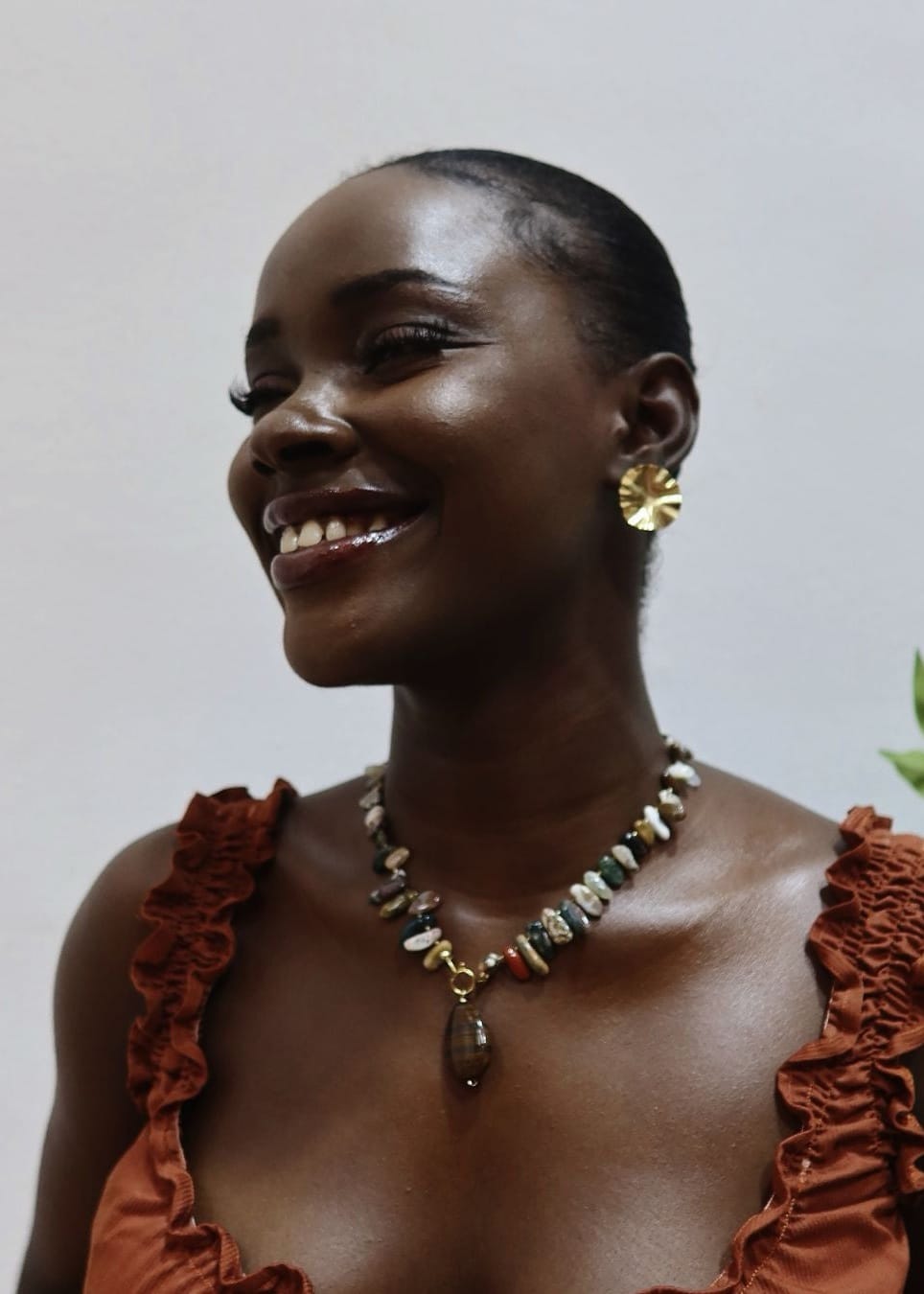 RENIKEJI Necklaces & Pendants Brown Nde Beaded Stone Necklace