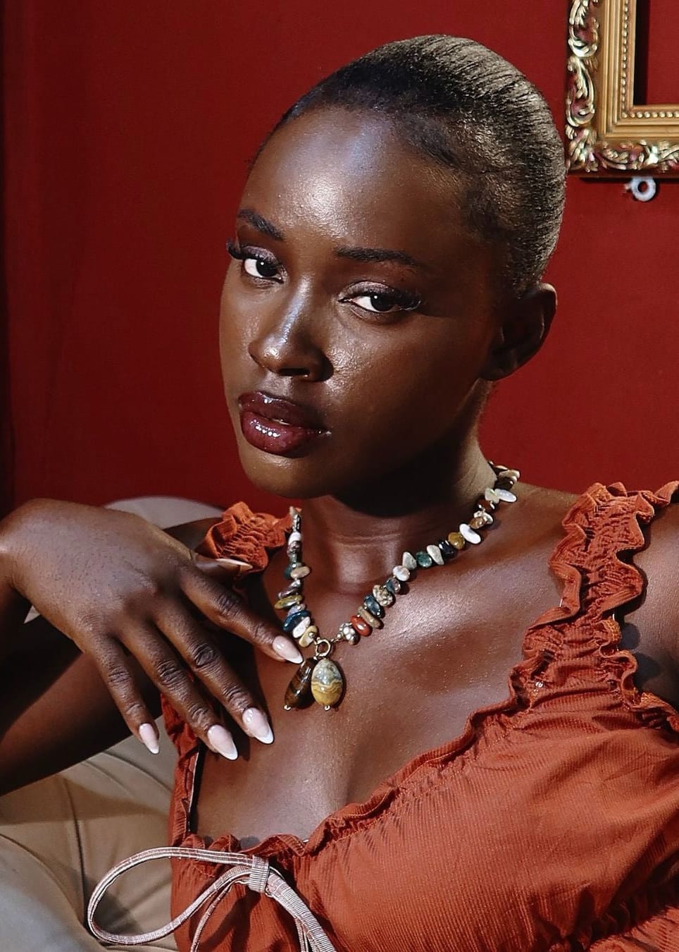 RENIKEJI Necklaces & Pendants Brown Nde Beaded Stone Necklace