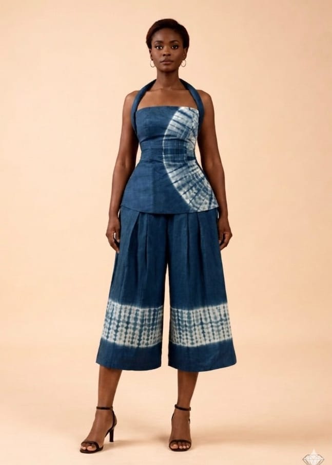 Ruks á la mode Co-ord Sets & Matching Sets Blue / 6 / Petite Rinni Halter Neck Top & Culottes Pants