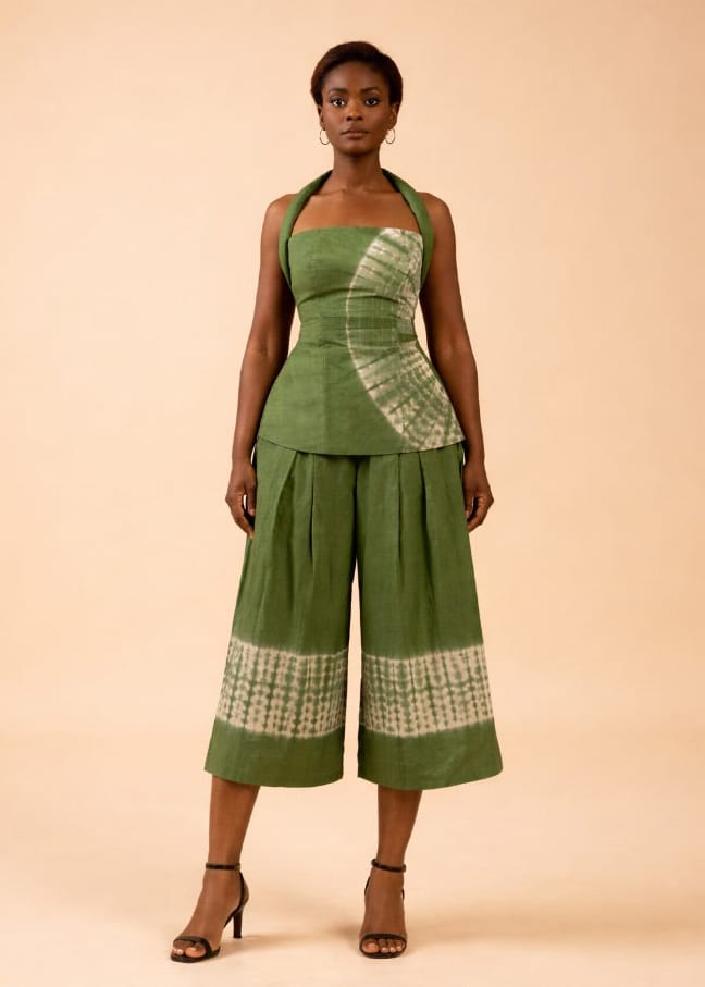 Ruks á la mode Co-ord Sets & Matching Sets Green / 6 / Petite Rinni Halter Neck Top & Culottes Pants