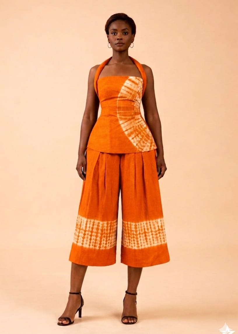 Ruks á la mode Co-ord Sets & Matching Sets Orange / 6 / Petite Rinni Halter Neck Top & Culottes Pants