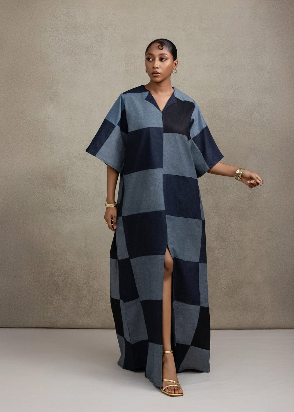 Ruks à la mode Dress 6 / Blue Patch Denim Maxi Dress