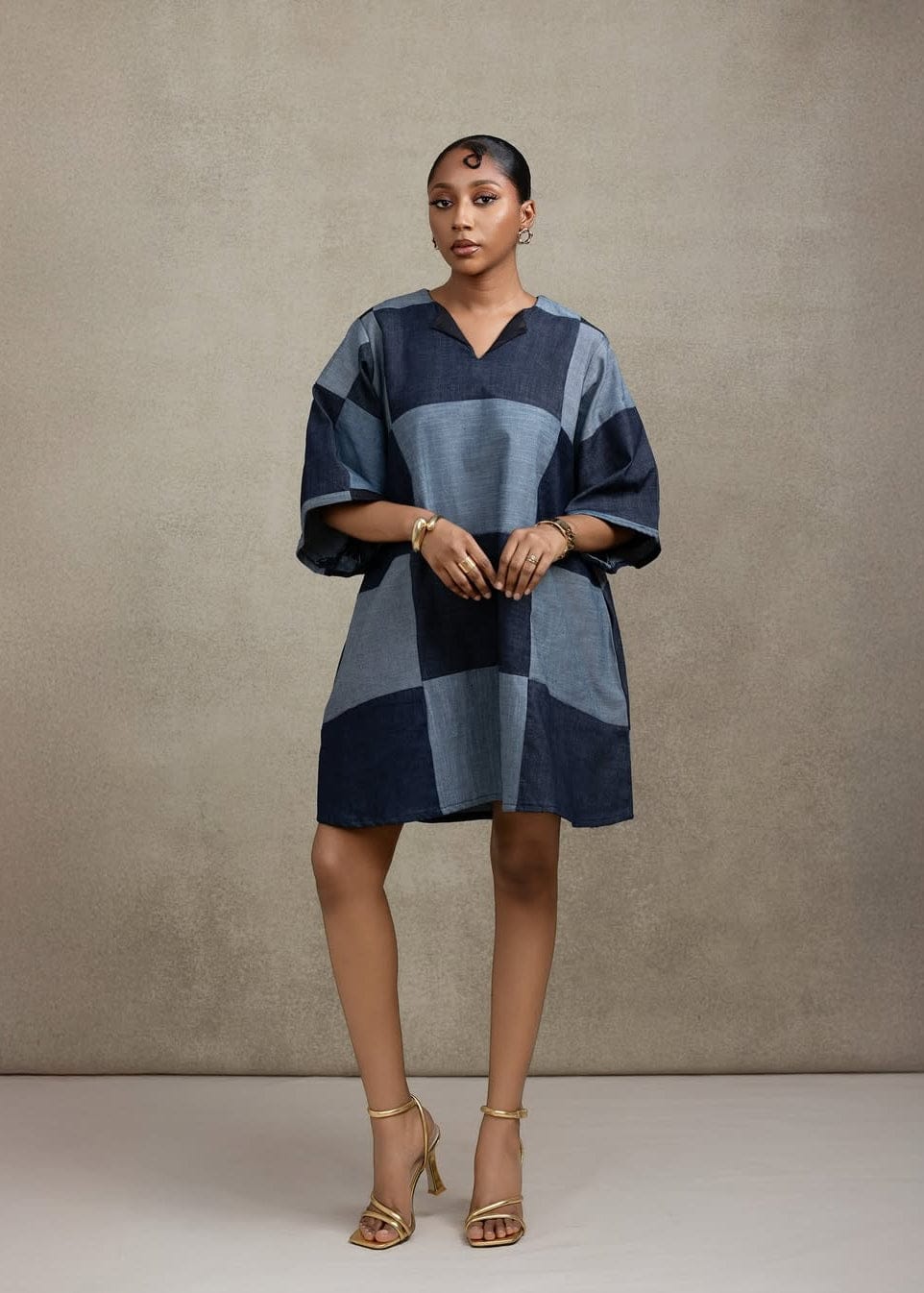 Ruks à la mode Dress Blue / 6 Patch Denim Mini Dress