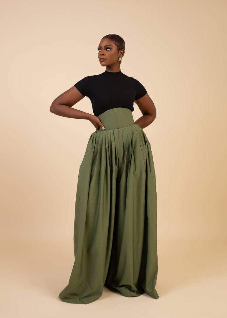 Ella Corset Pants - Burnt Orange, Red, Black, Green - Crepe - African Fashion by Ruks á la mode