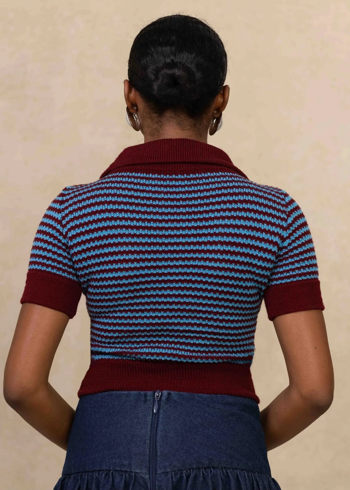 Ruks á la mode Shirts & Blouses Blue wash Dee Collered-Knit Top