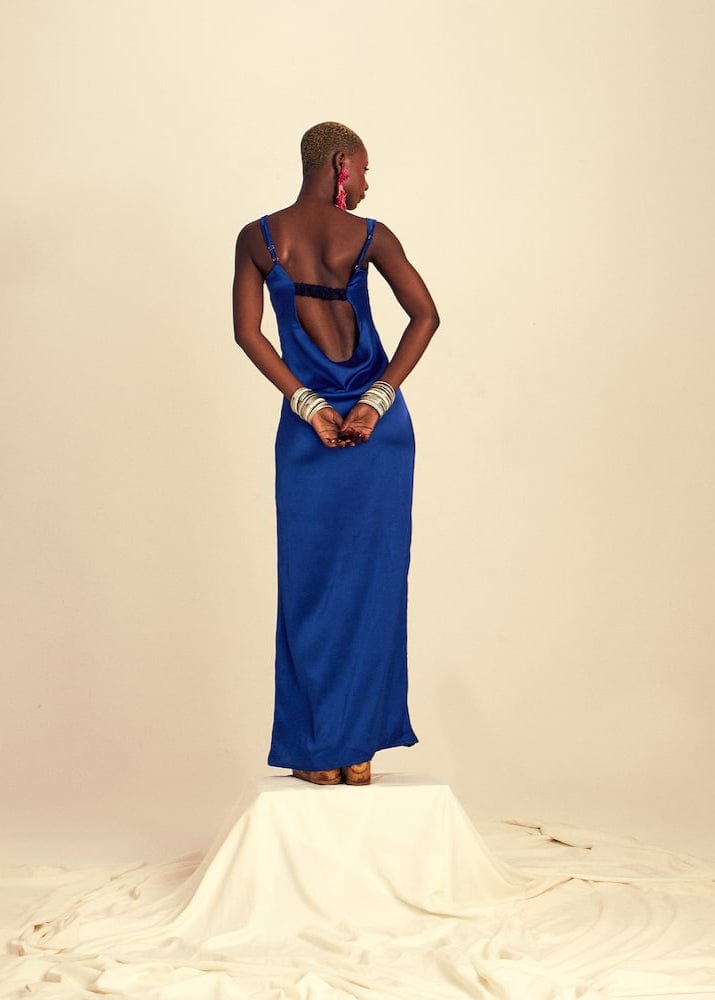 SISÈ Dress Blue Cut-out Slip Dress