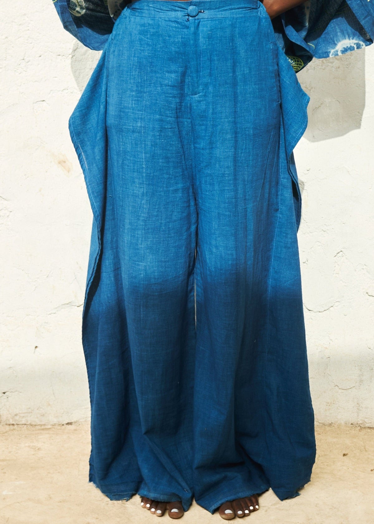 Ruwa Pants - Blue, Beige - Cotton - African Fashion by Sultana