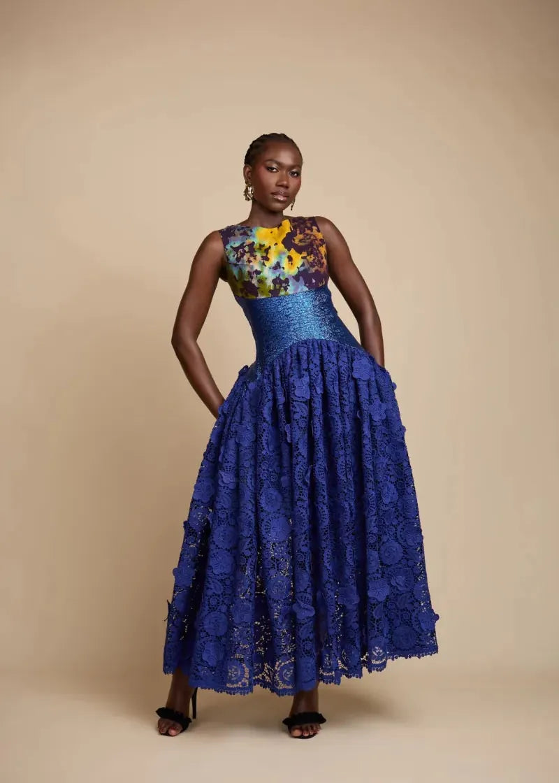 Talensi Atelier Dress Blue / 10 Amira Dress- Blue