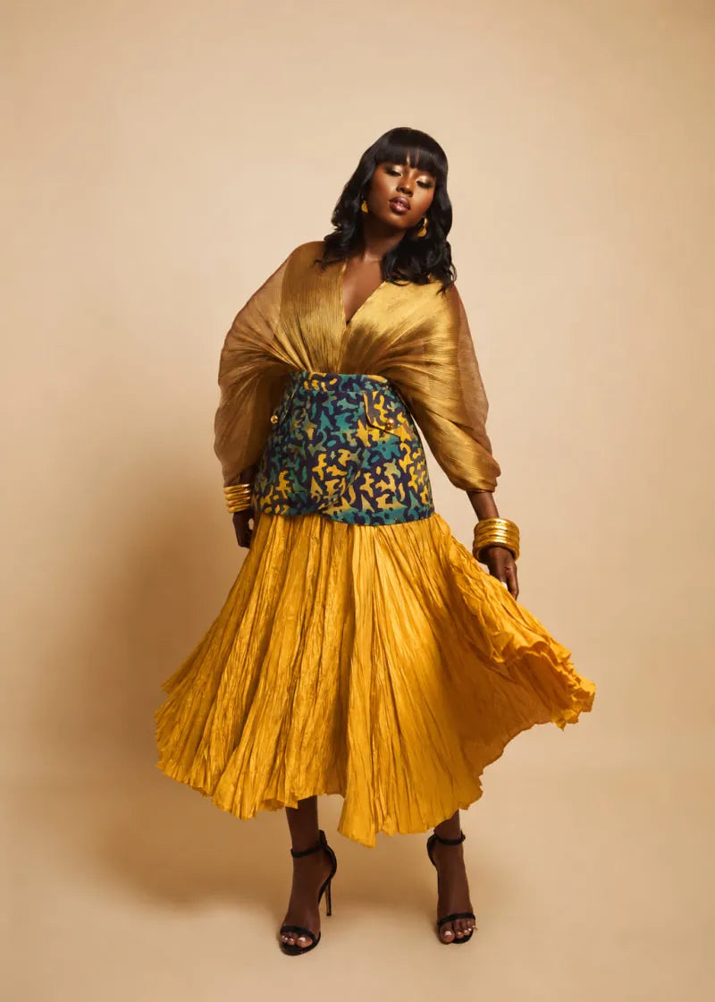 Talensi Atelier Skirts Crinkle Batik Peplum Skirt