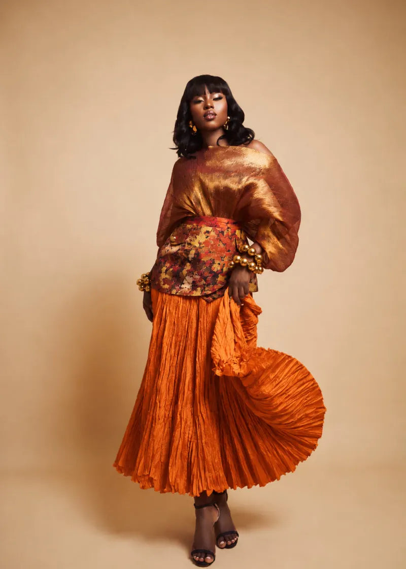 Talensi Atelier Skirts Crinkle Batik Peplum Skirt