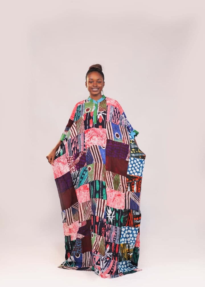 The Budding Blue Bubu Coat of Many Colours Tunic