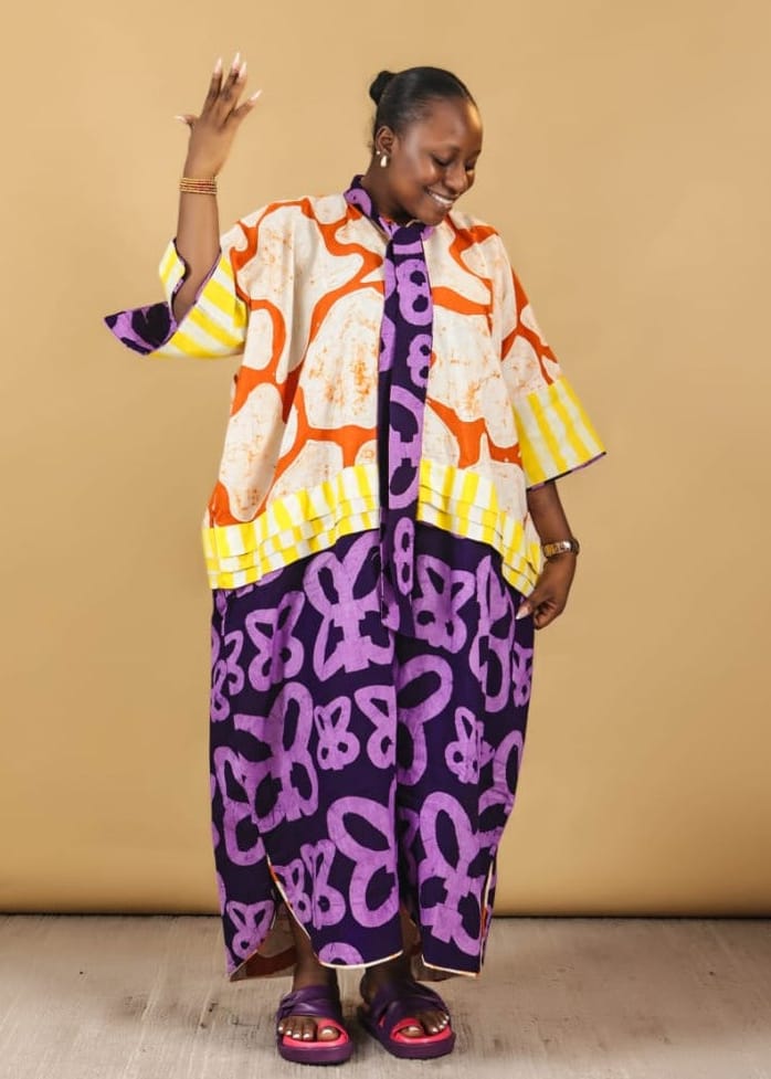 The Budding Blue Bubus & Kaftans One Size / Purple Exaggerated tie detail cotton tunic