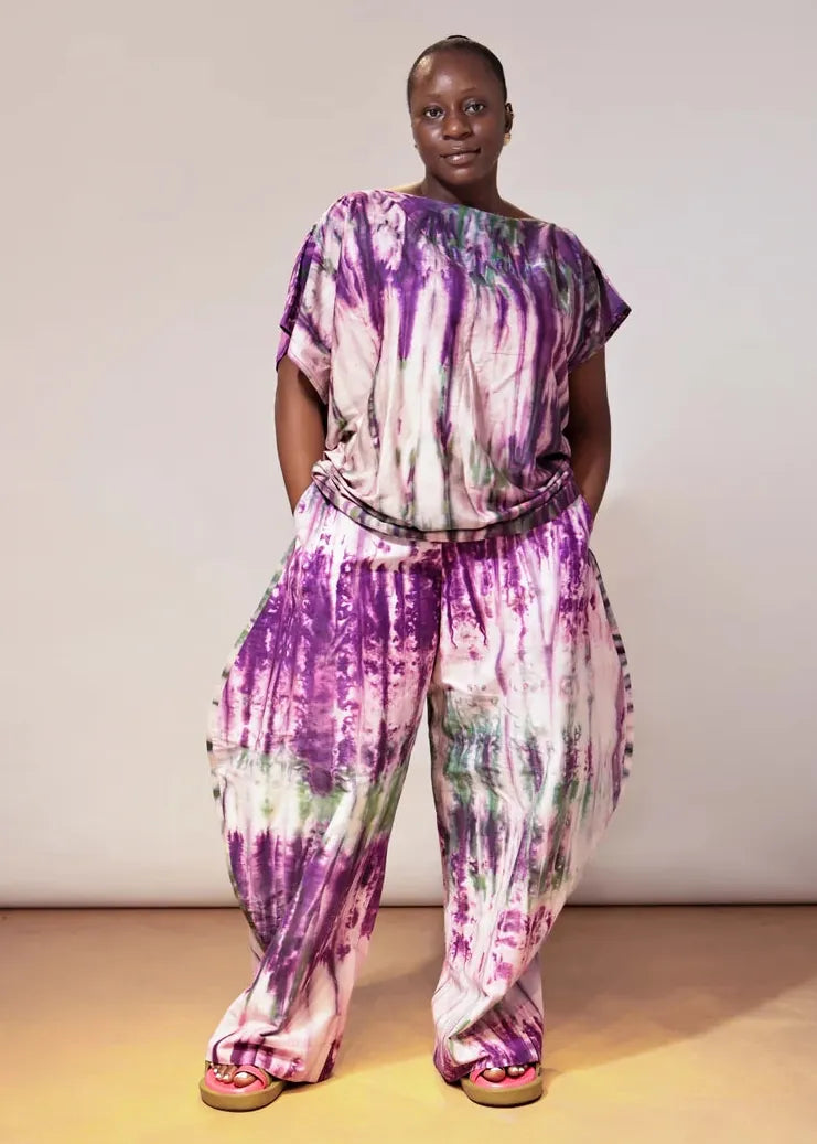 The Budding Blue Co-ord Sets & Matching Sets Mix texture Kembe horseshoe Adire Pant set