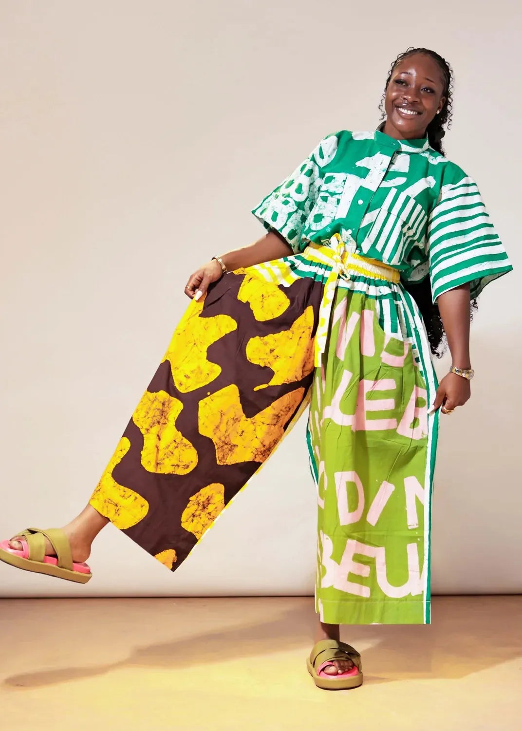 The Budding Blue Pants The Mix Colour Kembe Wide Leg Culotte