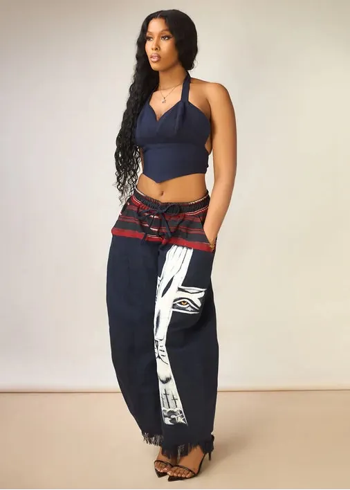 Trax Apparel Pants One Size Judah Barrel Aso-oke Pants - Black