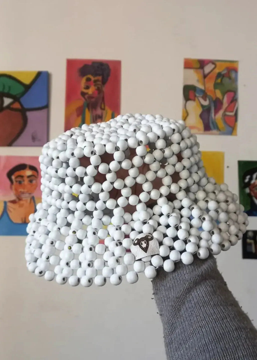 Tribal Monkey Hat One Size / Brown Beaded Bucket Hat